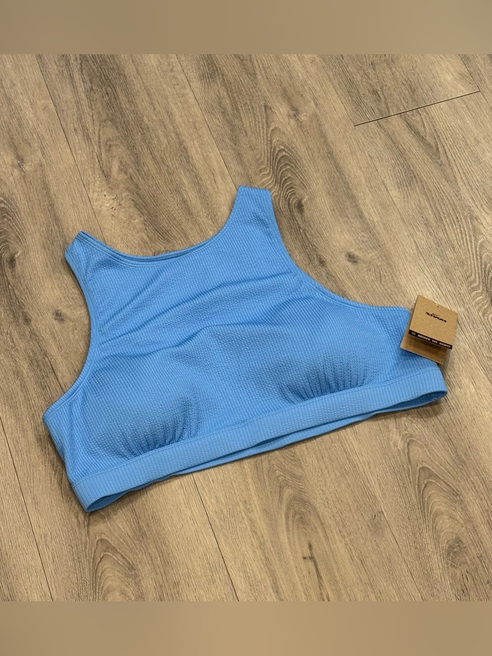 Nike Sky Breeze Blue High-Neck Ribbed Summer Beach Vacation Swim Bikini Top
